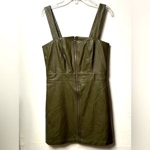 Wild Fable faux leather dress, olive green XS NWT